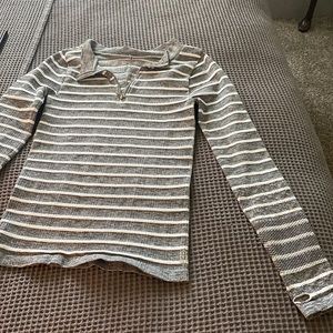 Free People Movement gray and white striped knit top